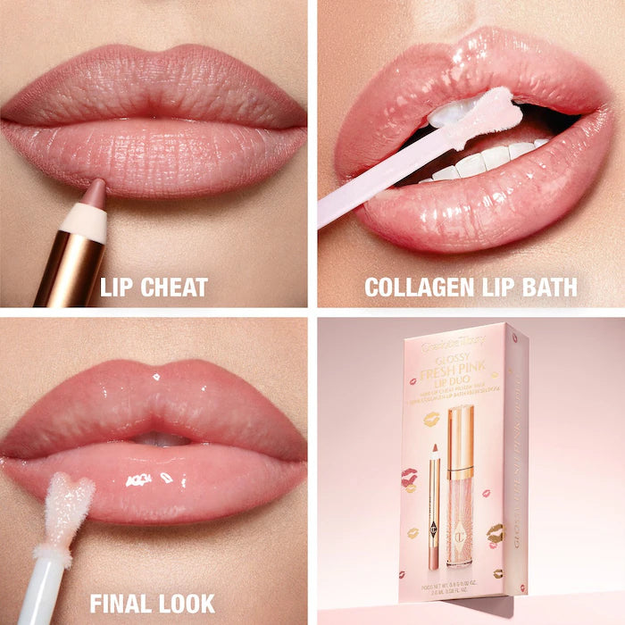 Charlotte Tilbury - Mini Glossy Pink Lip Gloss + Lip Liner Set (Lápis de Contorno e Gloss)